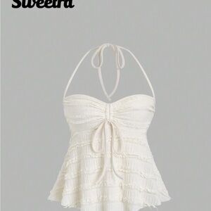 SHEIN Cream Halter Top